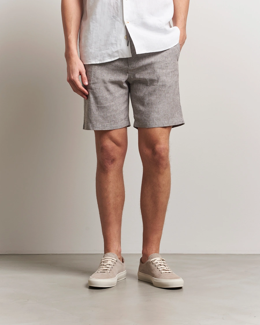 Herre | Shorts | BOSS ORANGE | Tapered Linen Chino Drawstring Shorts Open Beige