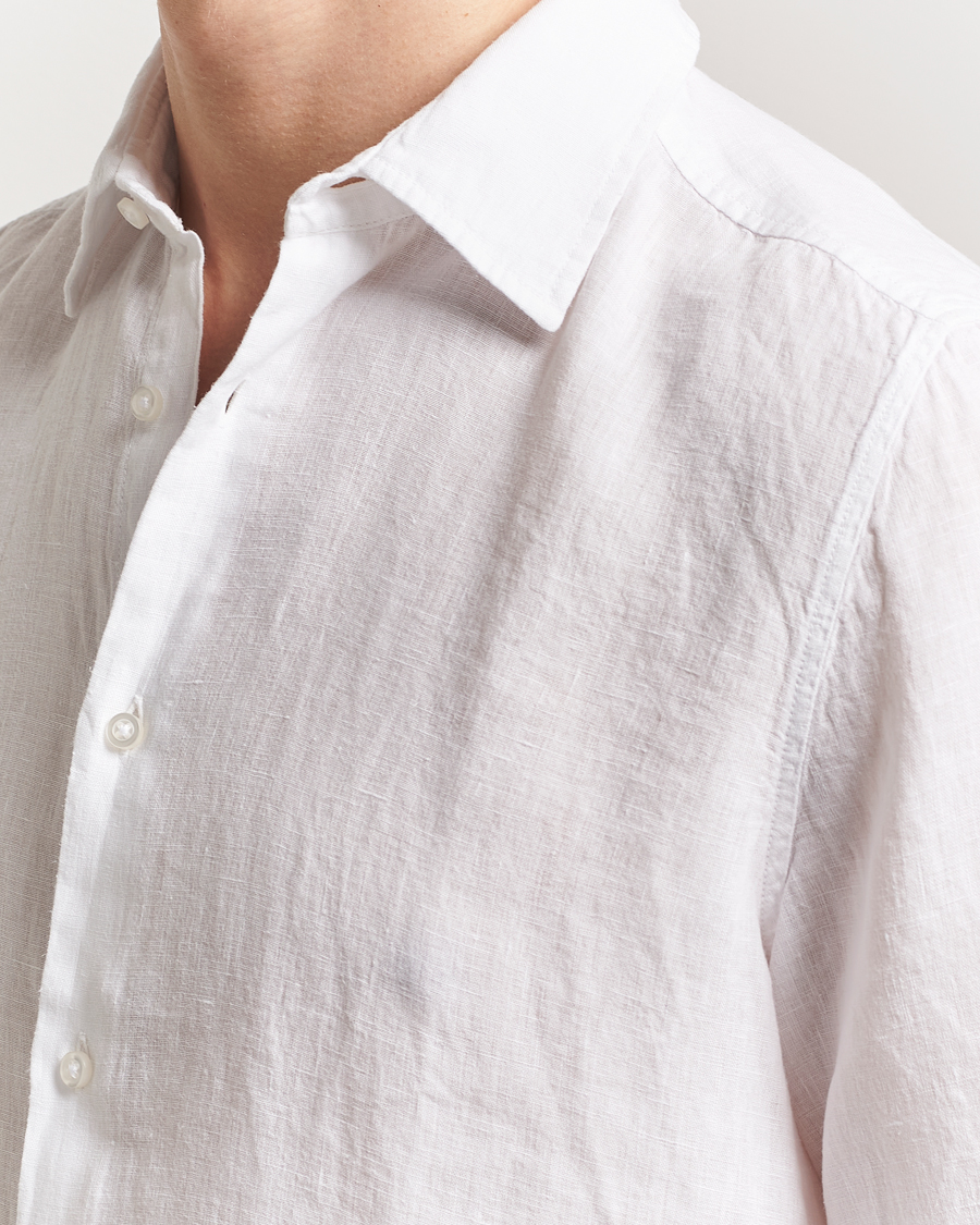 Herre | Skjorter | BOSS ORANGE | Rash Linen Short Sleeve Shirt White