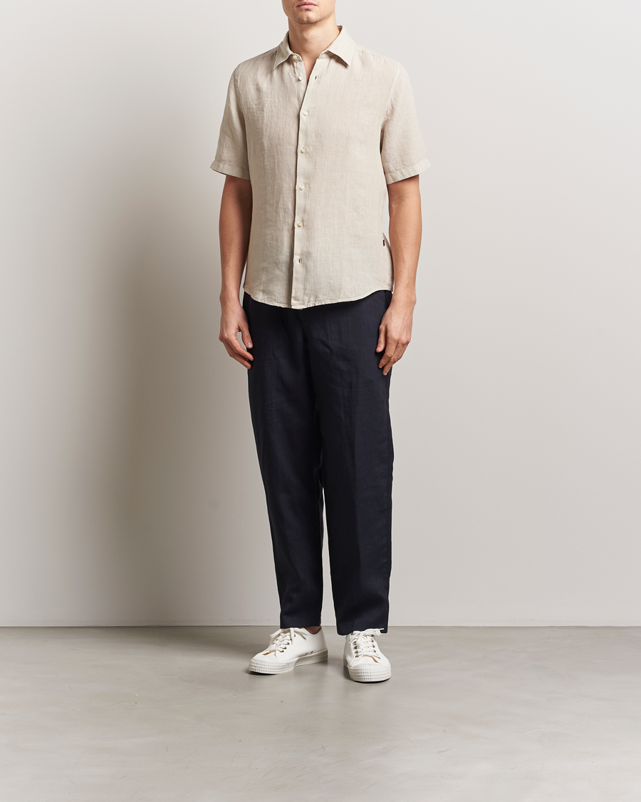 Herre | Skjorter | BOSS ORANGE | Rash Linen Short Sleeve Shirt Light Beige