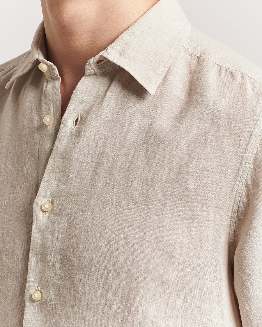 Herre | Skjorter | BOSS ORANGE | Rash Linen Short Sleeve Shirt Light Beige