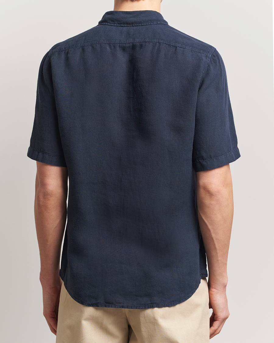 Herre | Skjorter | BOSS ORANGE | Rash Linen Short Sleeve Shirt Dark Blue