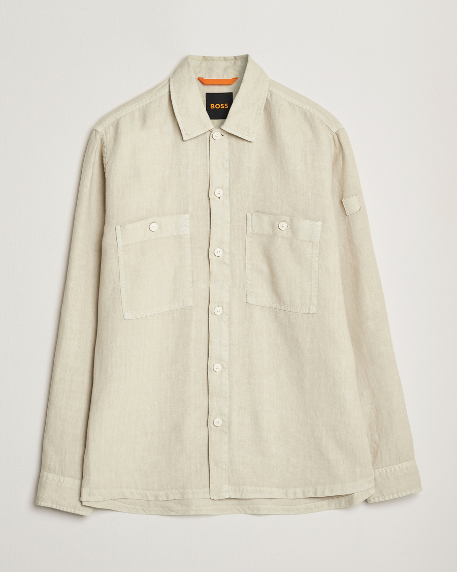Herre | Skjorter | BOSS ORANGE | Locky Linen Overshirt Light Beige