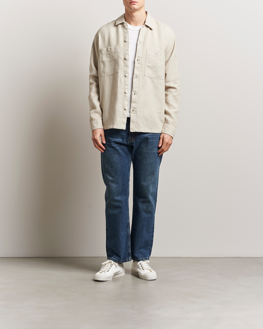 Herre | Skjorter | BOSS ORANGE | Locky Linen Overshirt Light Beige