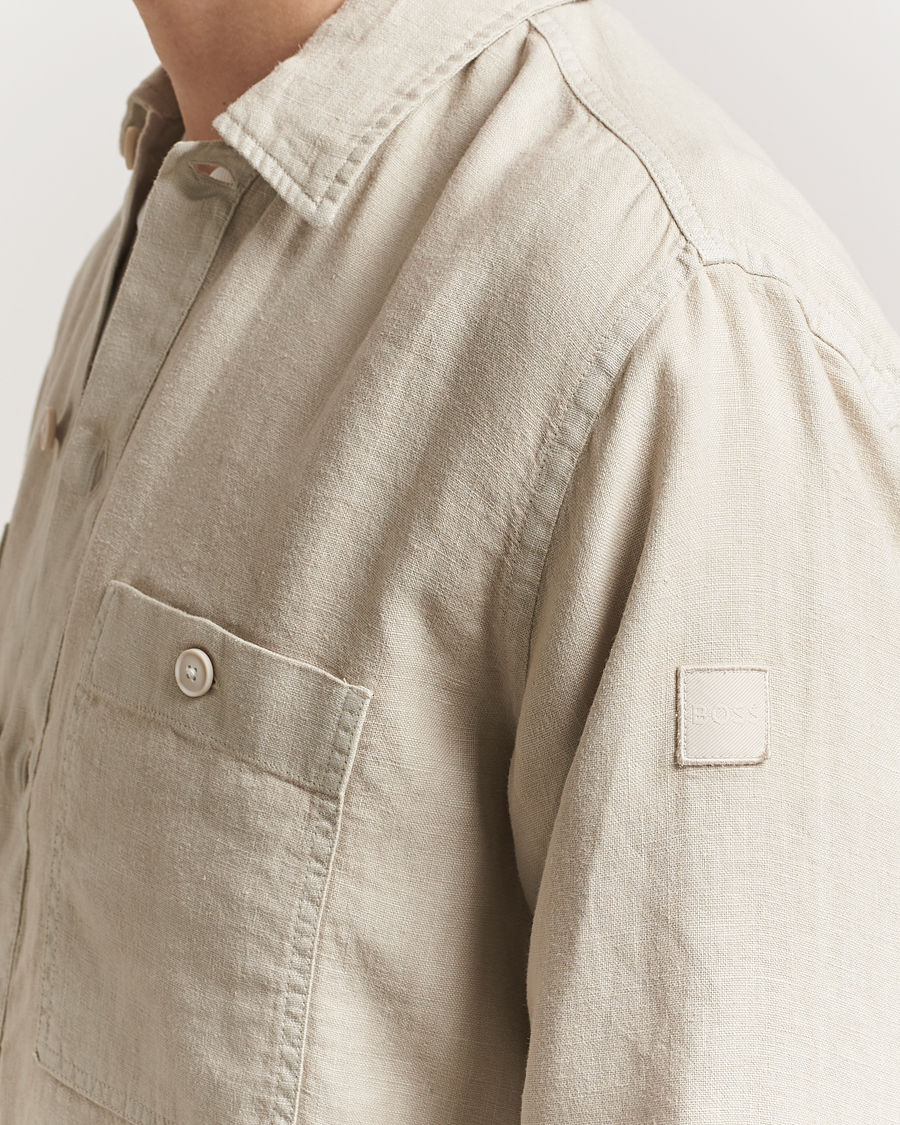 Herre | Skjorter | BOSS ORANGE | Locky Linen Overshirt Light Beige