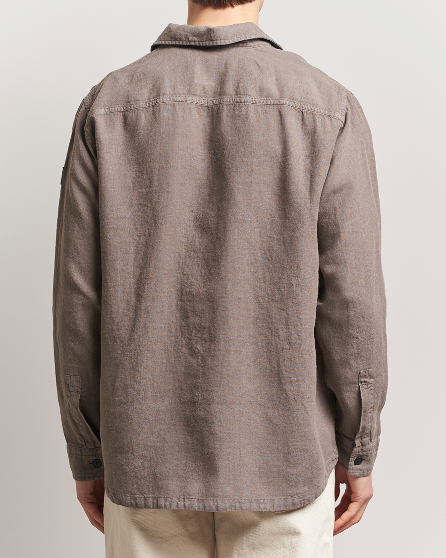 Herre | Skjorter | BOSS ORANGE | Locky Linen Overshirt Open Beige