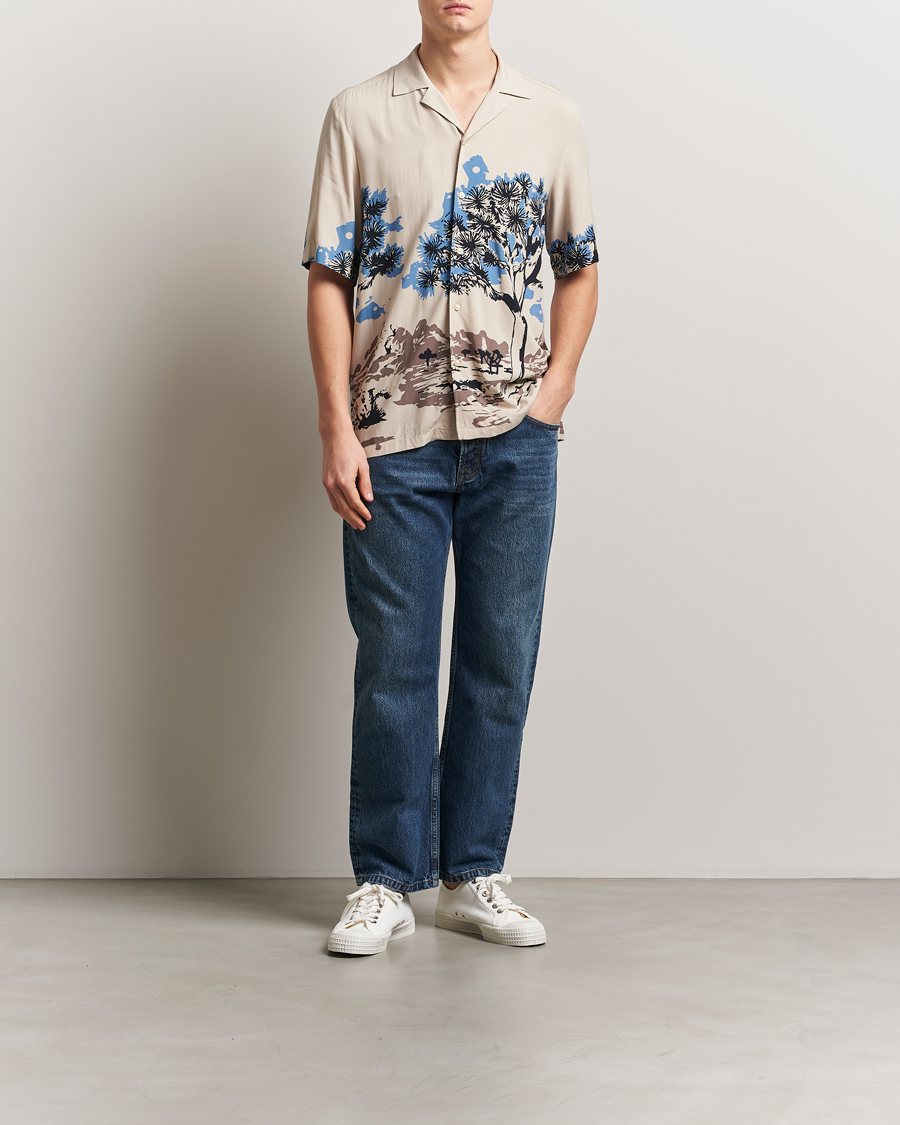 Herre | Skjorter | BOSS ORANGE | Rayer Printed Short Sleeve Shirt Light Beige