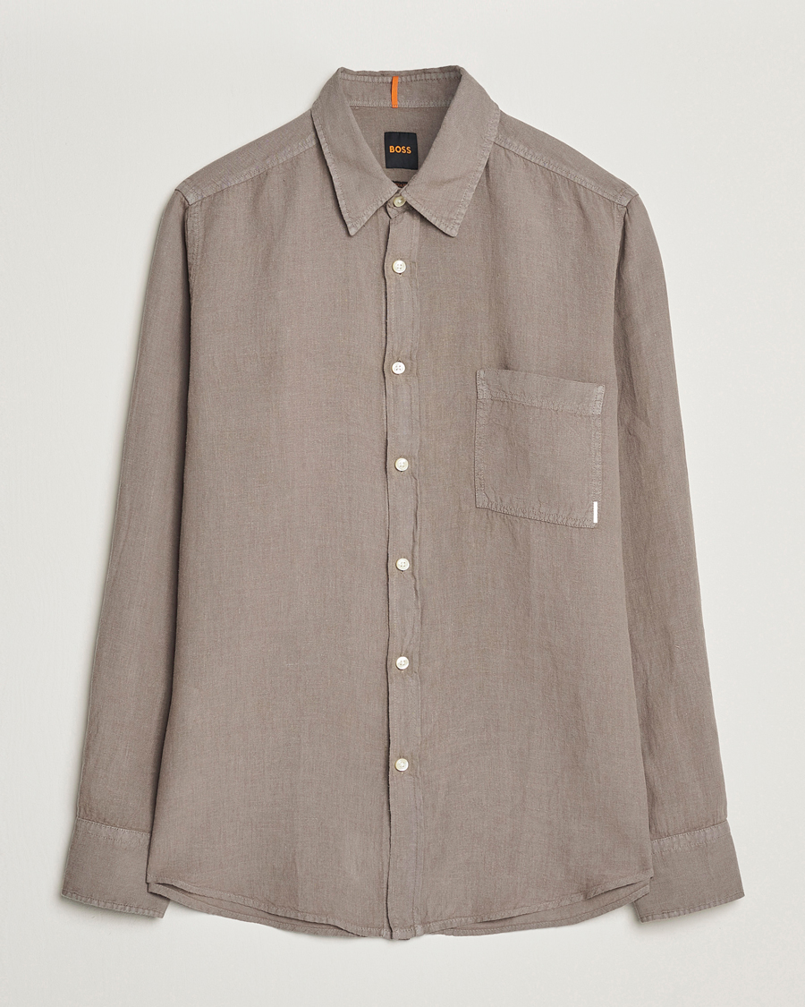 Herre | Skjorter | BOSS ORANGE | Relegant Linen Shirt Open Beige