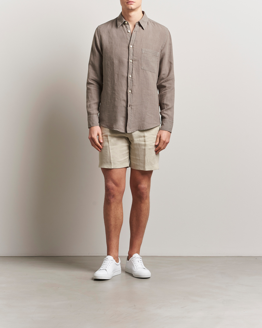 Herre | Skjorter | BOSS ORANGE | Relegant Linen Shirt Open Beige