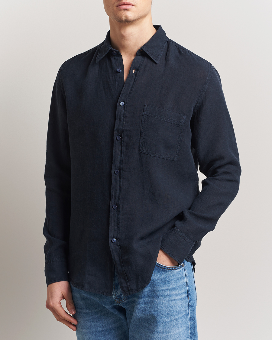 Herre | Skjorter | BOSS ORANGE | Relegant Linen Shirt Dark Blue