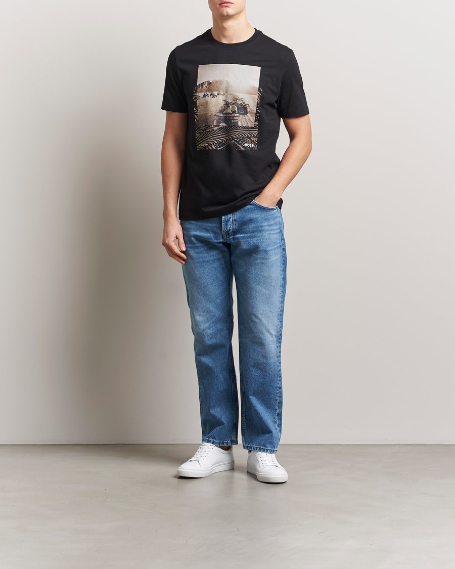 Herre | T-Shirts | BOSS ORANGE | Dunetrace Printed Crew Neck T-Shirt Black