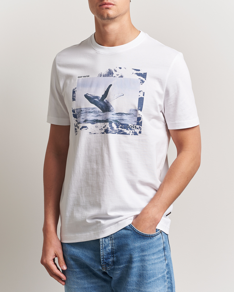 Herre | T-Shirts | BOSS ORANGE | Dunetrace Printed Crew Neck T-Shirt White