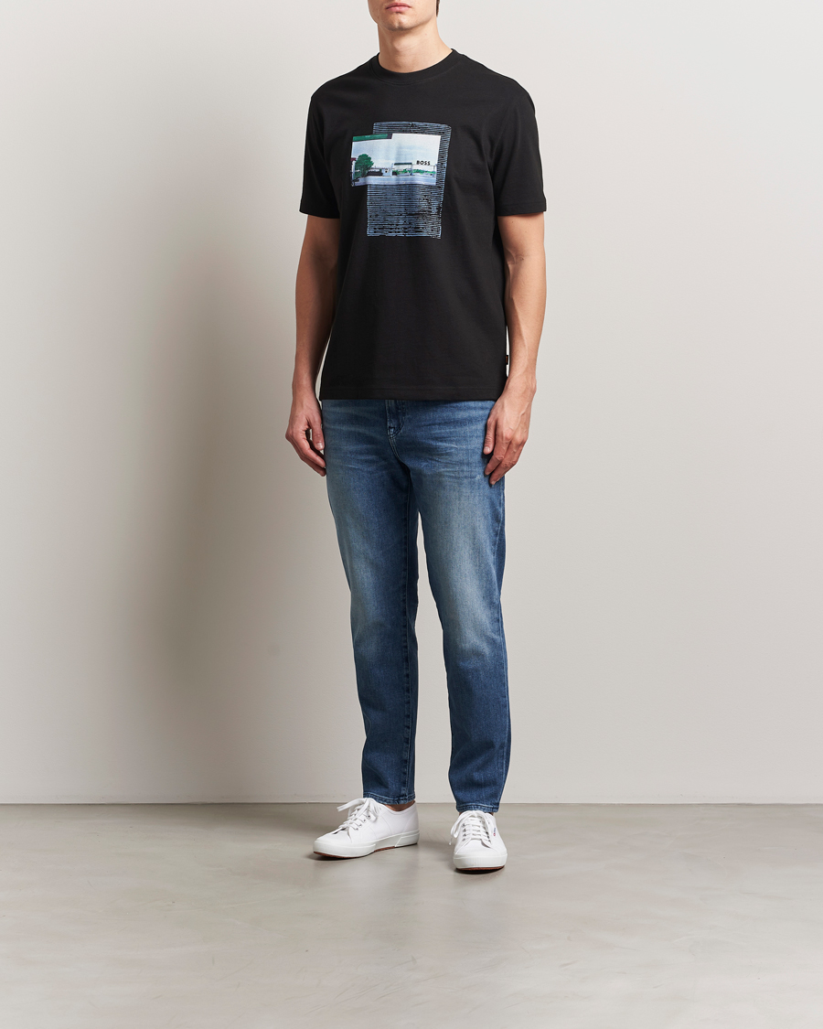 Herre | T-Shirts | BOSS ORANGE | On The Way Printed Crew Neck T-Shirt Black