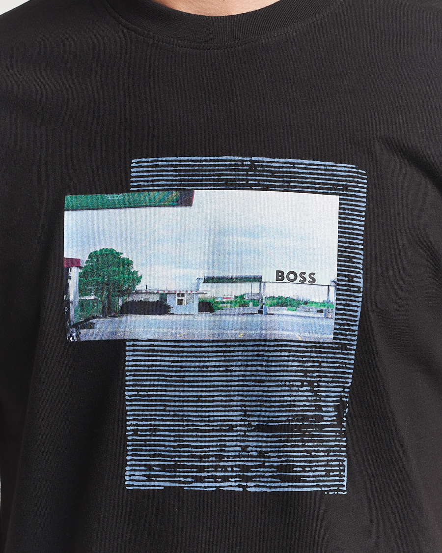 Herre | T-Shirts | BOSS ORANGE | On The Way Printed Crew Neck T-Shirt Black