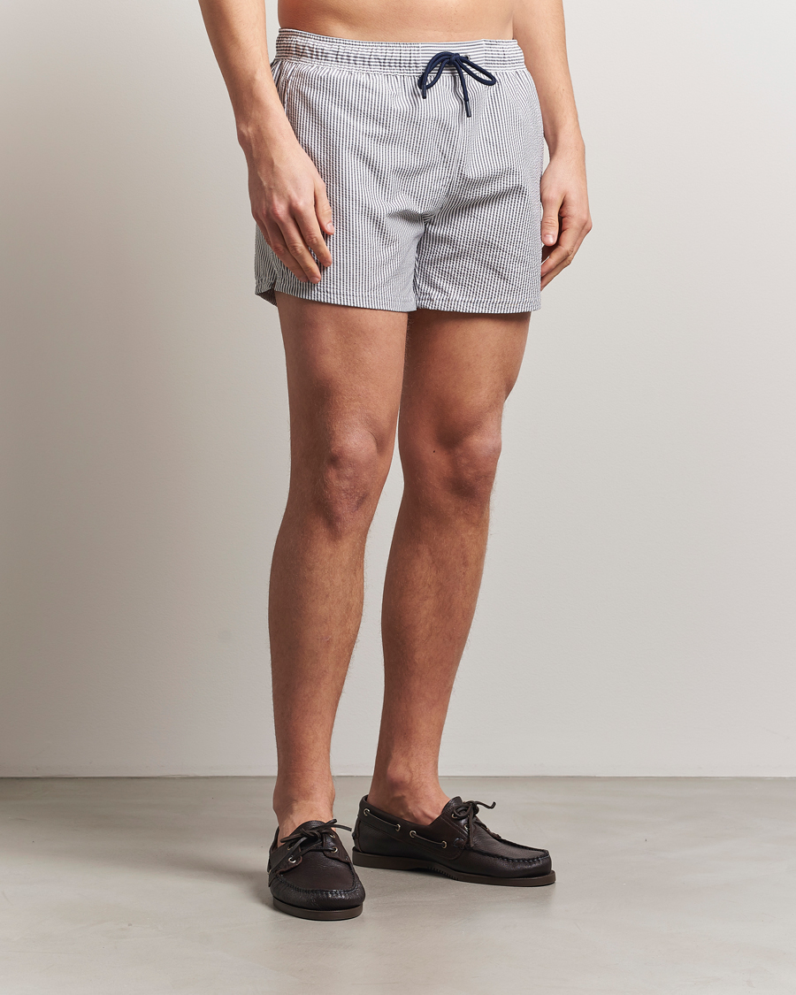 Herre | Badeshorts | BOSS BLACK | Velvetfish Seersucker Swimshorts Navy