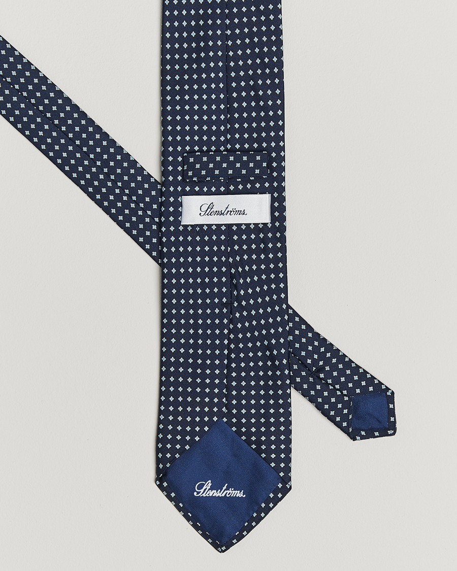 Herre | Slips | Stenströms | Printed Silk Tie 7,5cm Navy