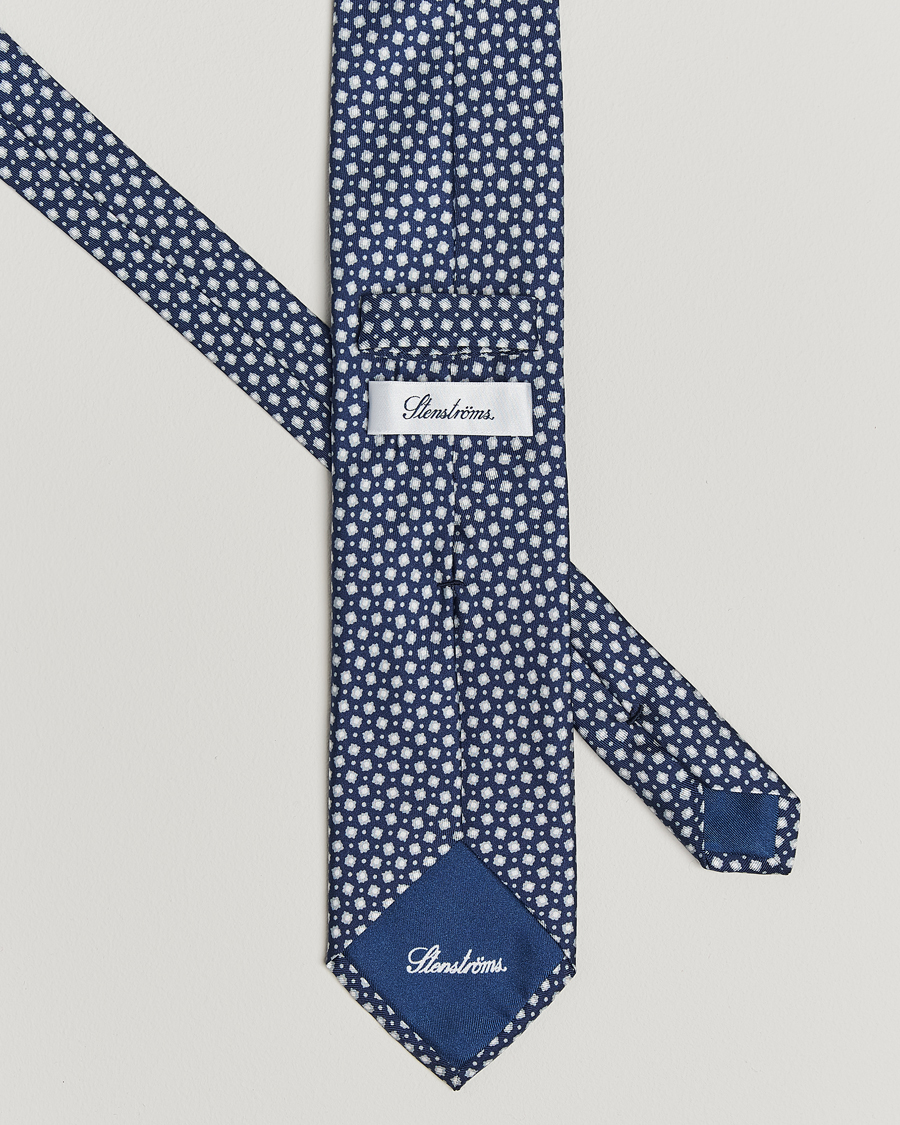 Herre | Slips | Stenströms | Printed Silk Tie 7,5cm Blue