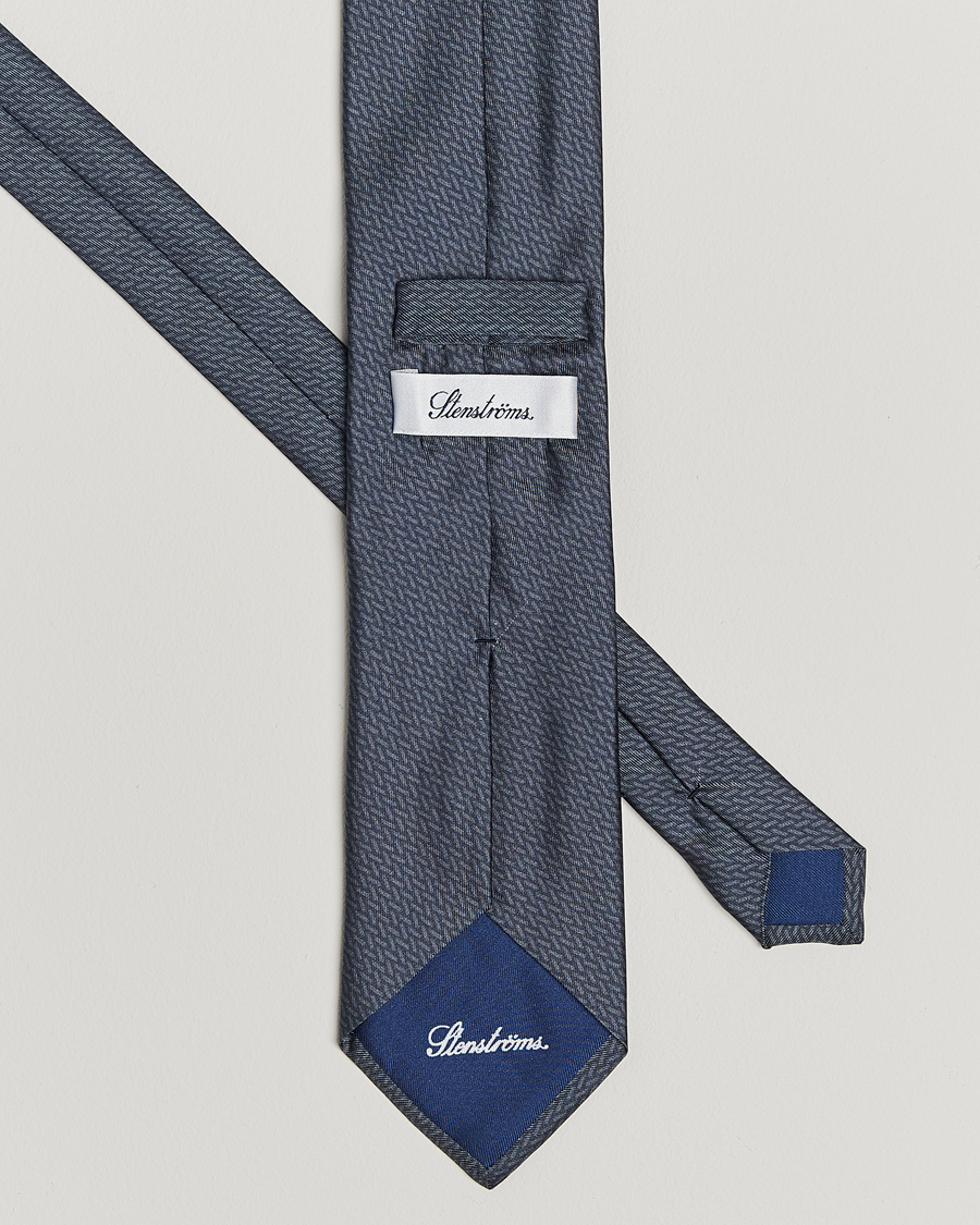 Herre | Slips | Stenströms | Printed Silk Tie 7,5cm Mid Grey