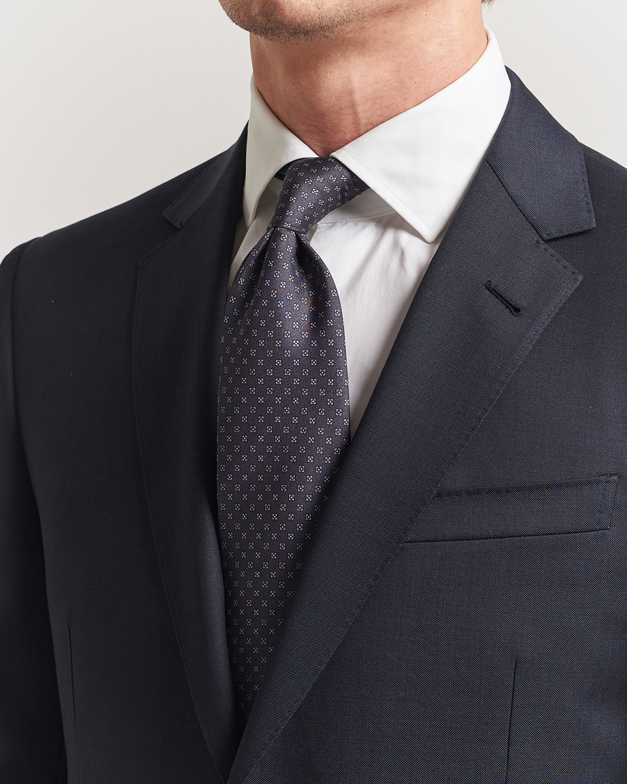 Herre | Slips | Stenströms | Printed Silk Tie 7,5cm Grey