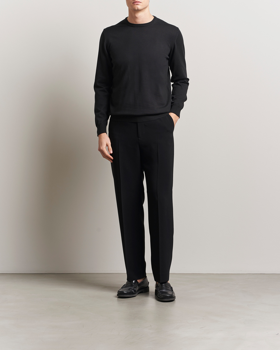 Herre | Gensere | Morgano | Supersoft Egyptian Cotton Crew Neck Black