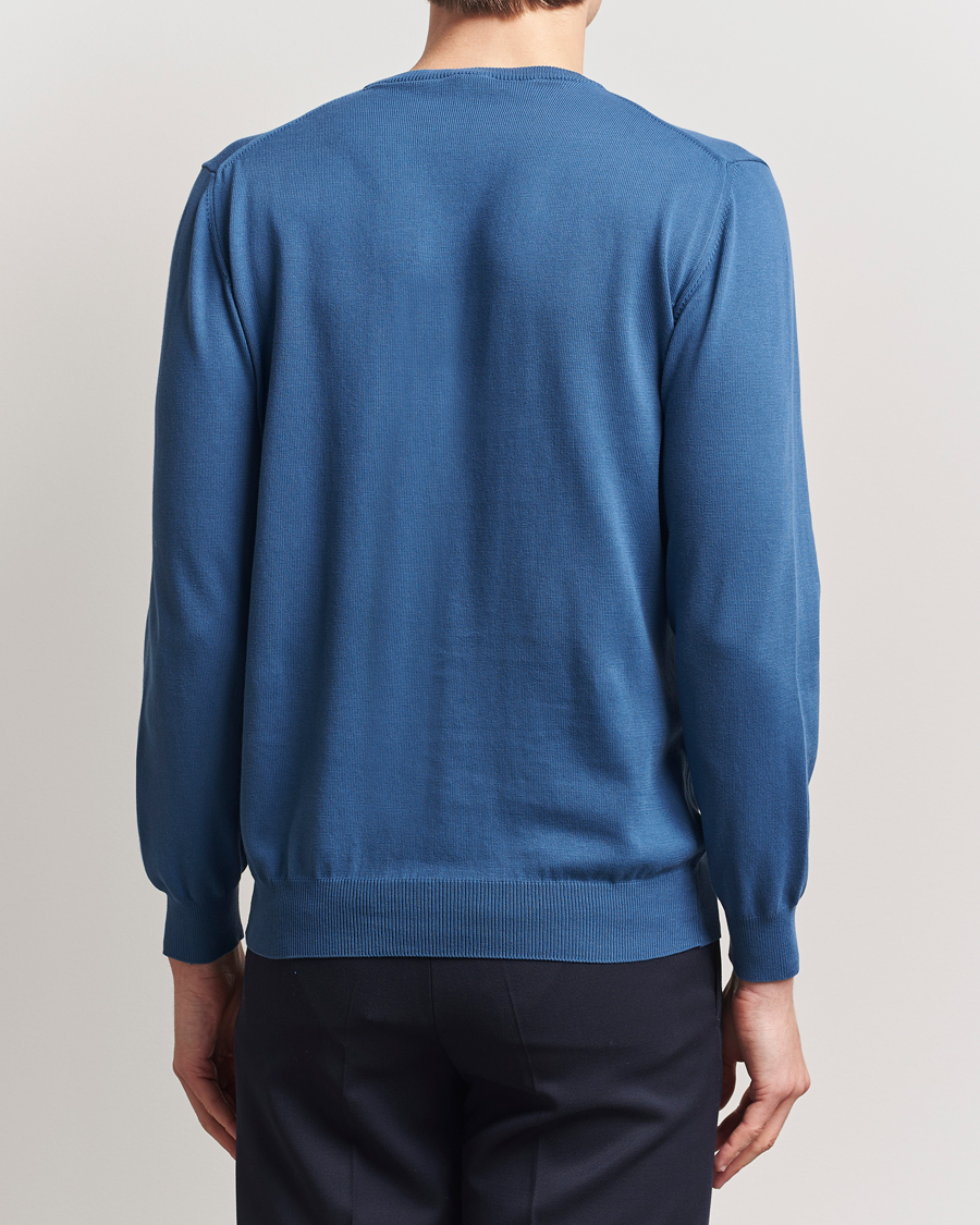 Herre | Gensere | Morgano | Supersoft Egyptian Cotton Crew Neck Mid Blue