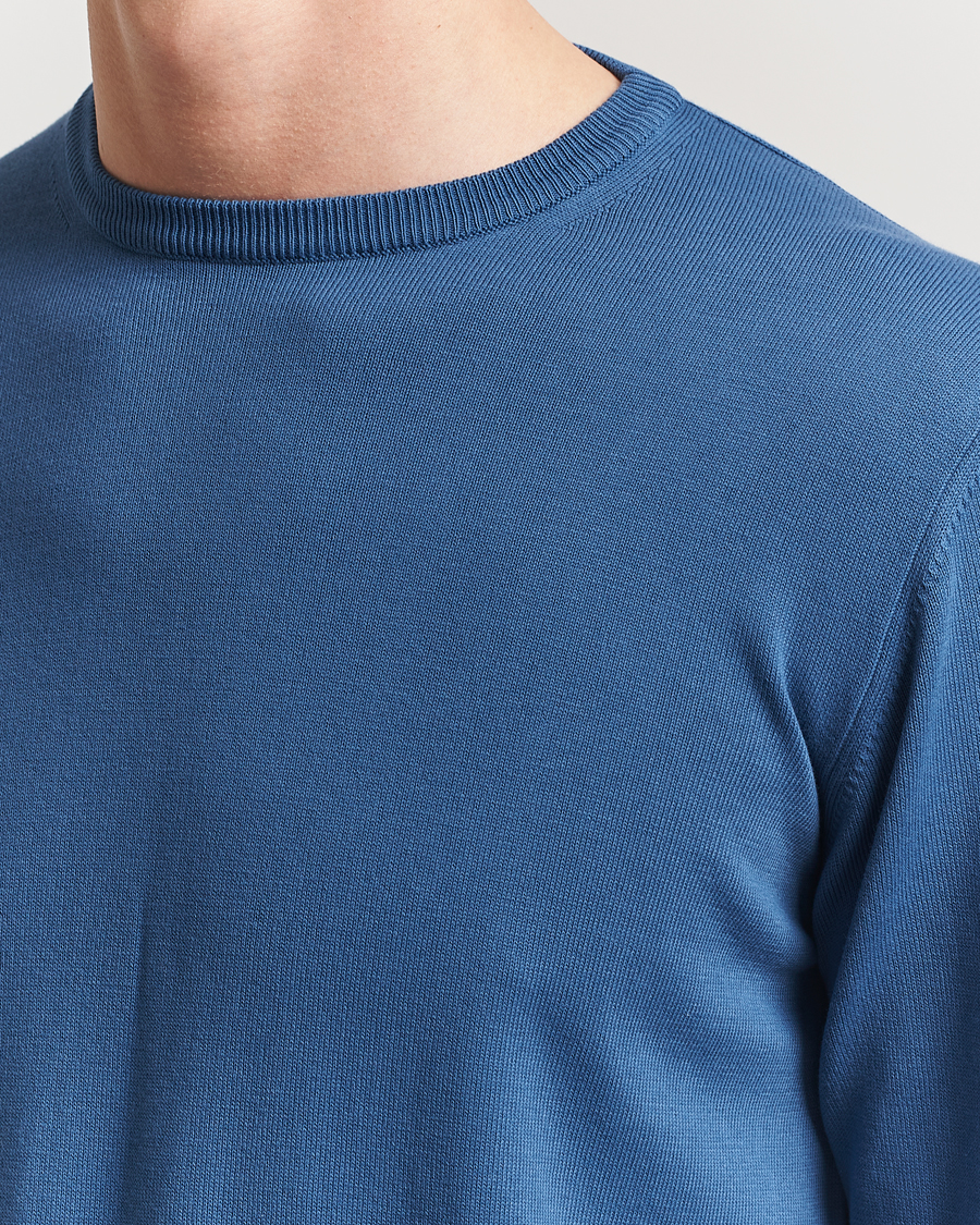 Herre | Gensere | Morgano | Supersoft Egyptian Cotton Crew Neck Mid Blue