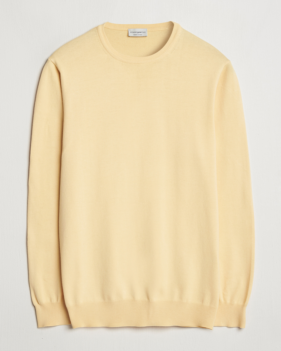 Herre | Gensere | Morgano | Supersoft Egyptian Cotton Crew Neck Light Yellow