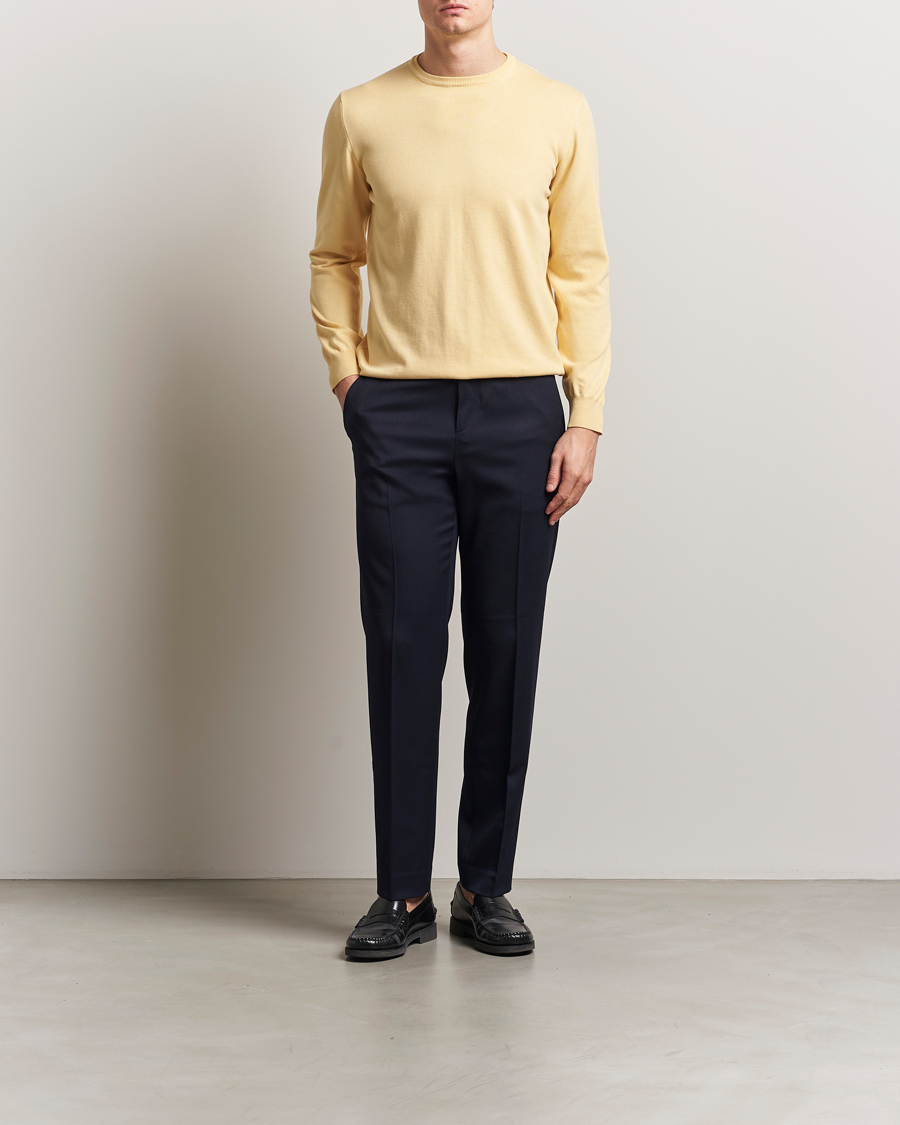 Herre | Gensere | Morgano | Supersoft Egyptian Cotton Crew Neck Light Yellow