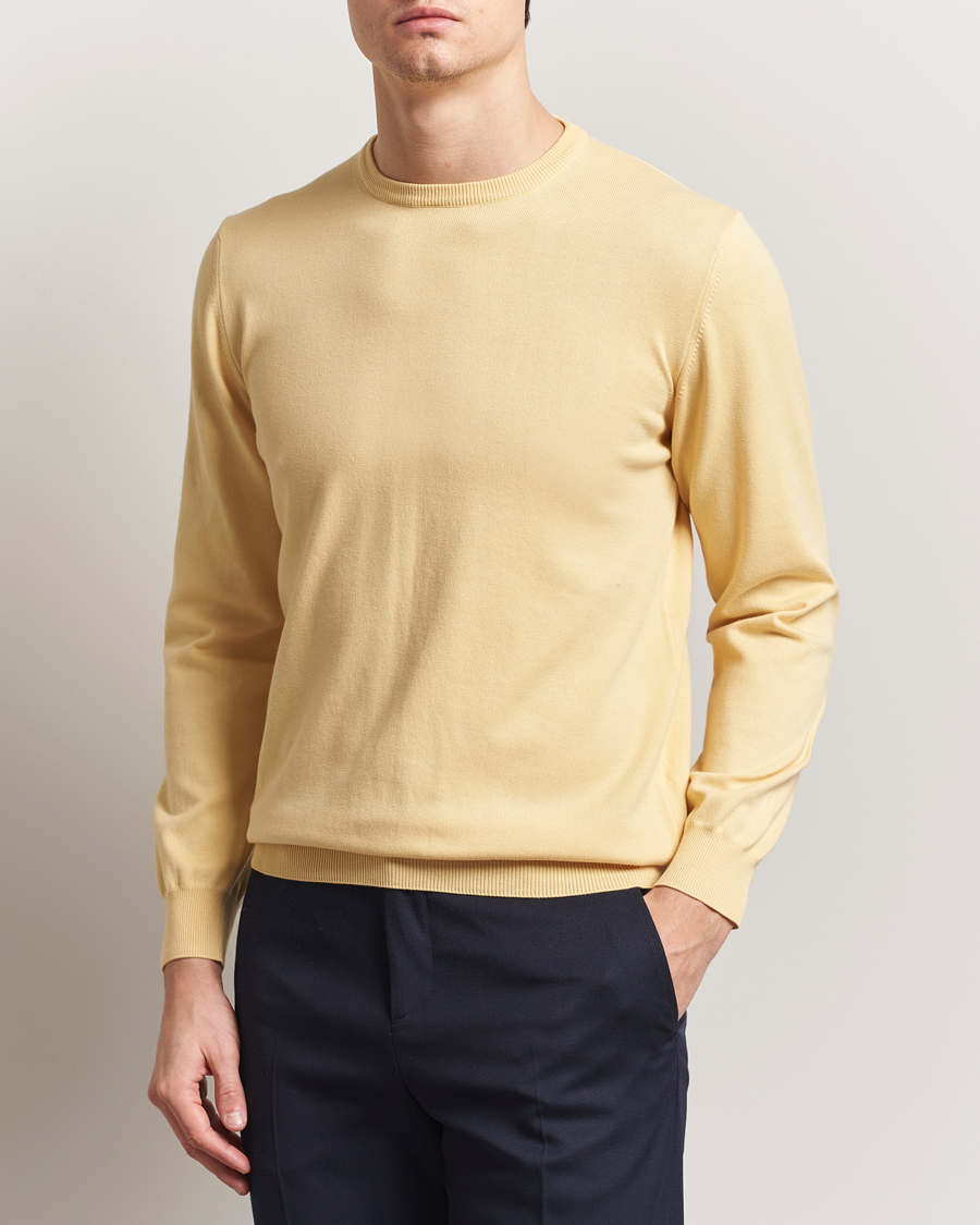 Herre | Gensere | Morgano | Supersoft Egyptian Cotton Crew Neck Light Yellow