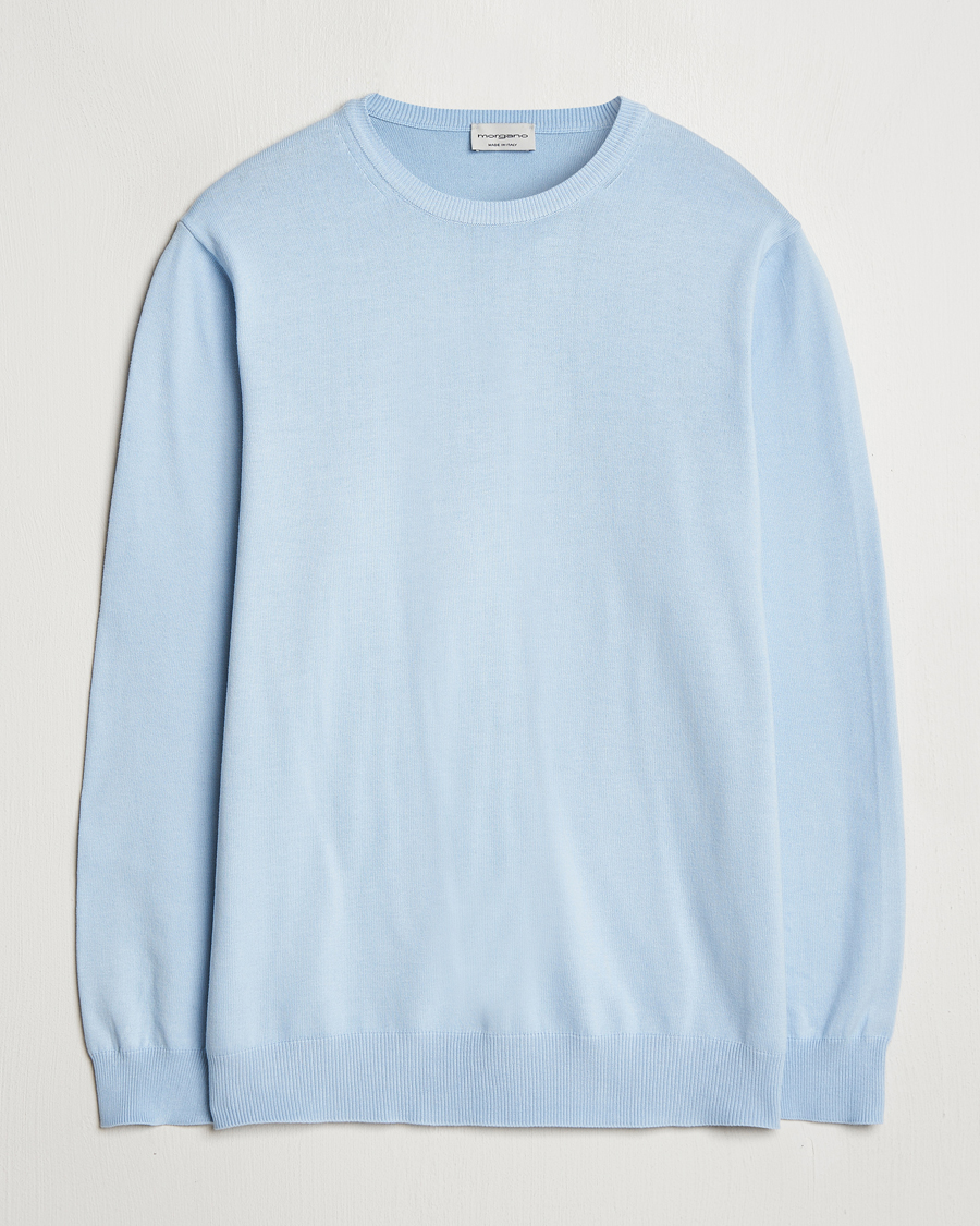 Herre | Gensere | Morgano | Supersoft Egyptian Cotton Crew Neck Light Blue