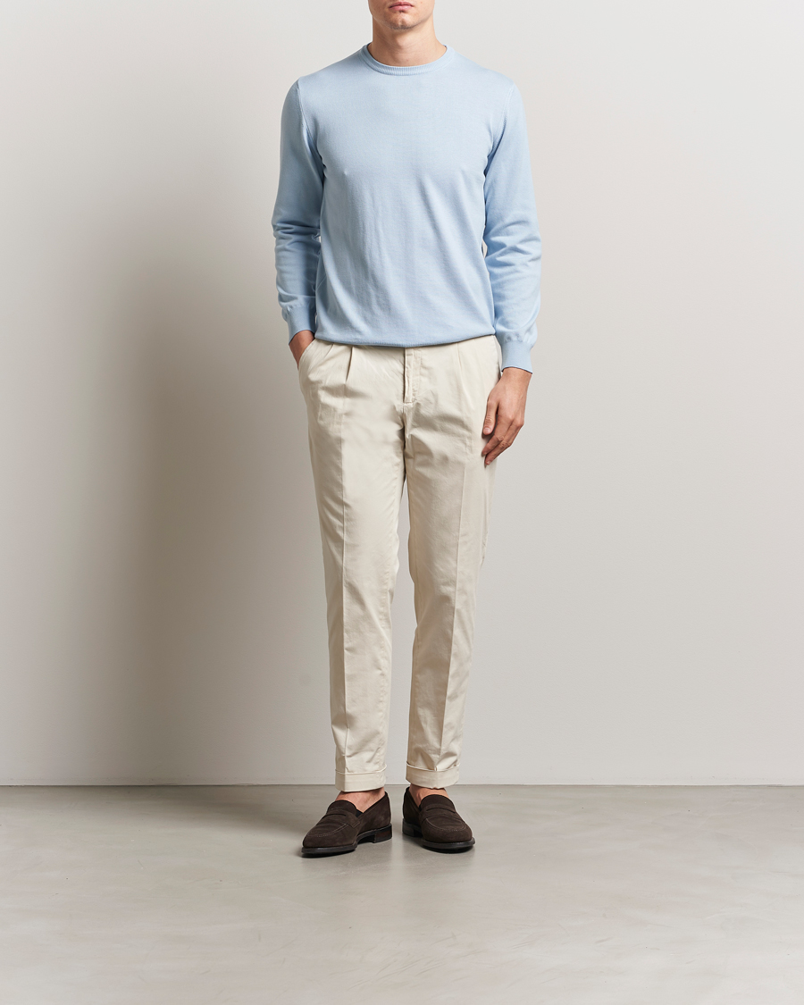 Herre | Gensere | Morgano | Supersoft Egyptian Cotton Crew Neck Light Blue