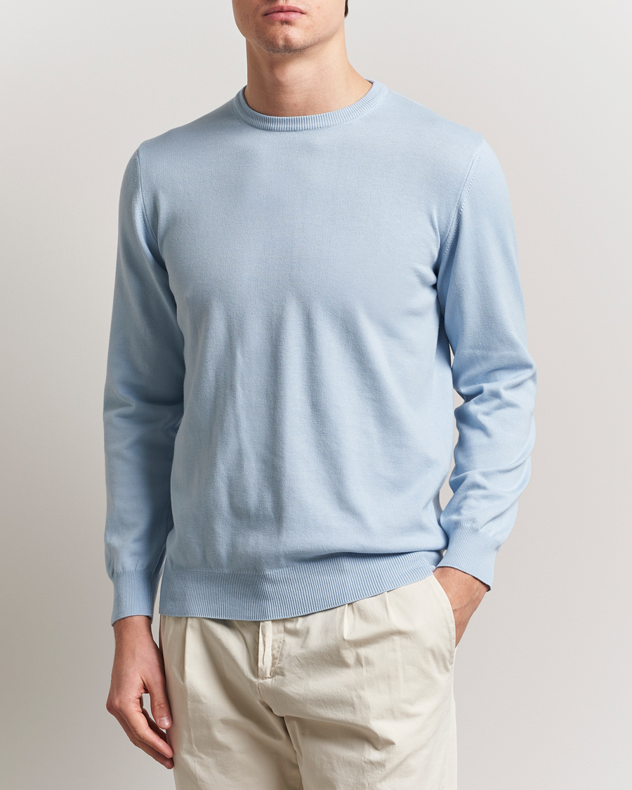 Herre | Gensere | Morgano | Supersoft Egyptian Cotton Crew Neck Light Blue