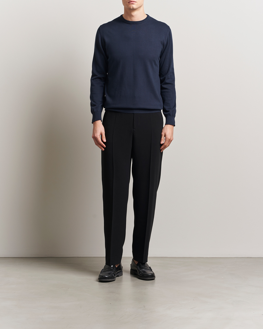Herre | Gensere | Morgano | Supersoft Egyptian Cotton Crew Neck Navy