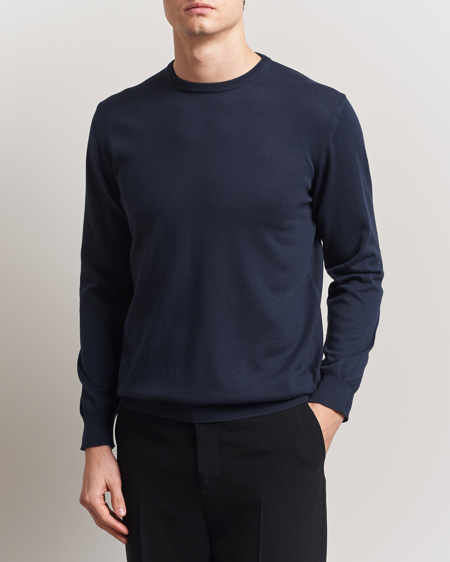 Herre | Gensere | Morgano | Supersoft Egyptian Cotton Crew Neck Navy