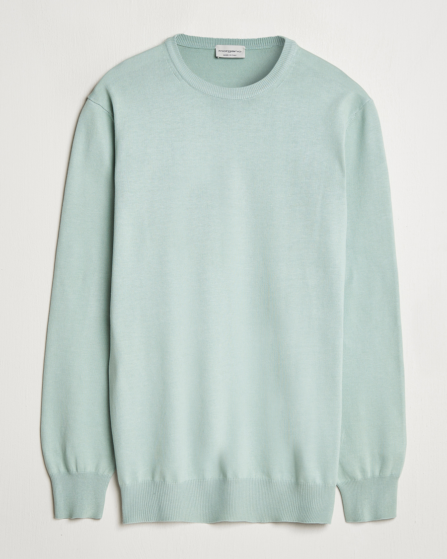 Herre | Gensere | Morgano | Supersoft Egyptian Cotton Crew Neck Light Green