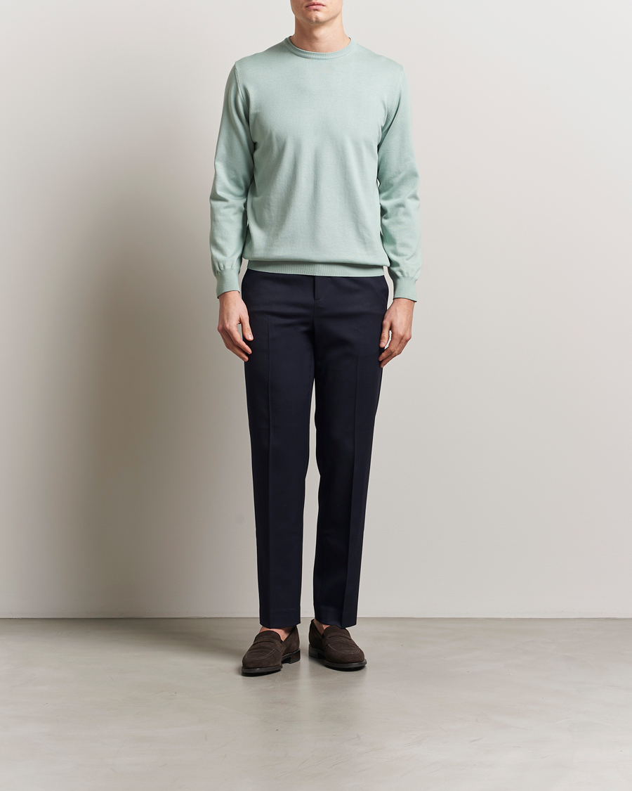 Herre | Gensere | Morgano | Supersoft Egyptian Cotton Crew Neck Light Green