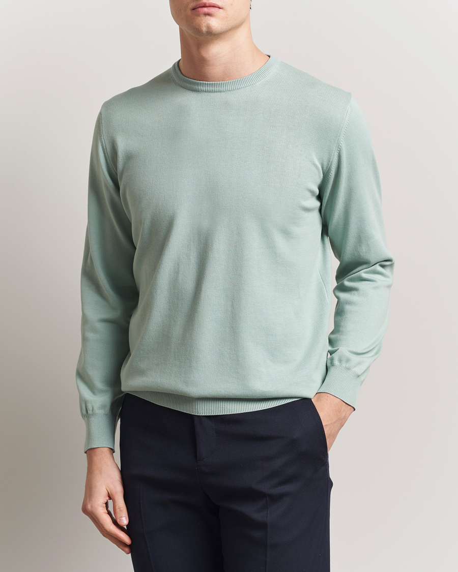 Herre | Gensere | Morgano | Supersoft Egyptian Cotton Crew Neck Light Green