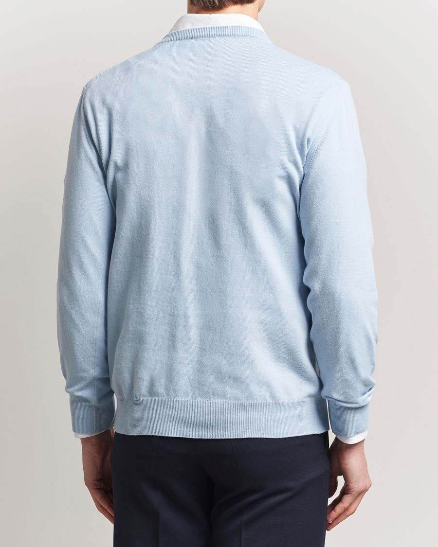 Herre | Gensere | Morgano | Supersoft Egyptian Cotton V-Neck Light Blue