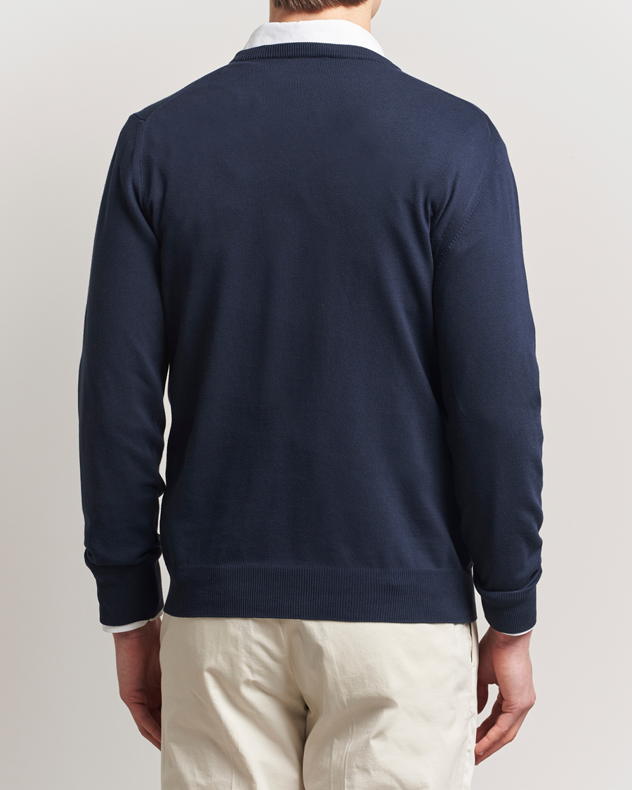 Herre | Gensere | Morgano | Supersoft Egyptian Cotton V-Neck Navy