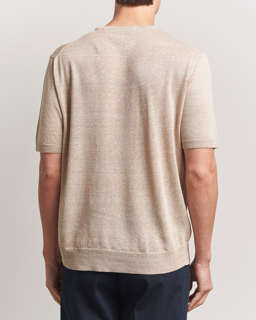 Herre | T-Shirts | Morgano | Linen/Cotton T-Shirt Beige