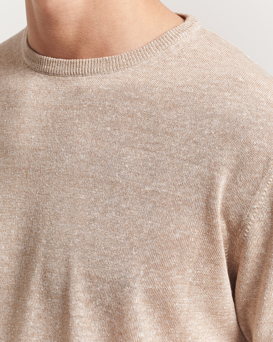 Herre | T-Shirts | Morgano | Linen/Cotton T-Shirt Beige