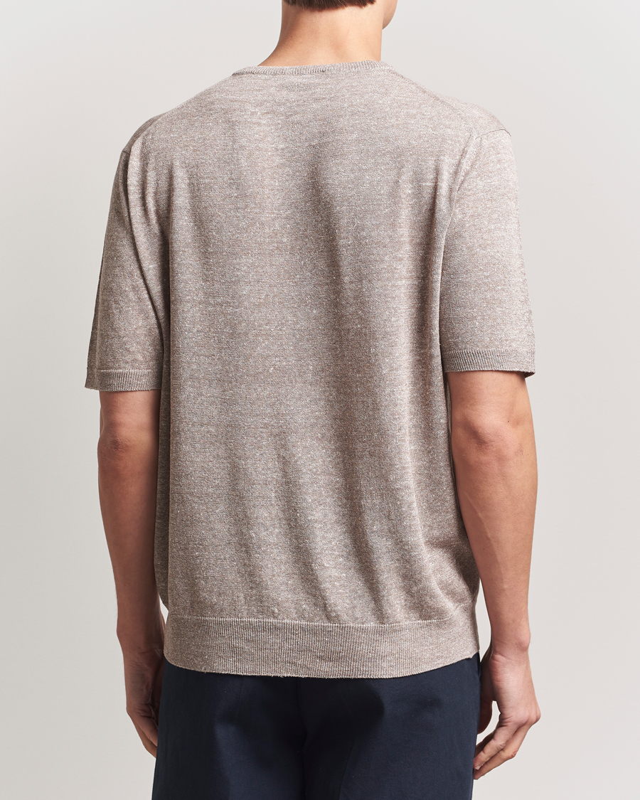 Herre | T-Shirts | Morgano | Linen/Cotton T-Shirt Brown