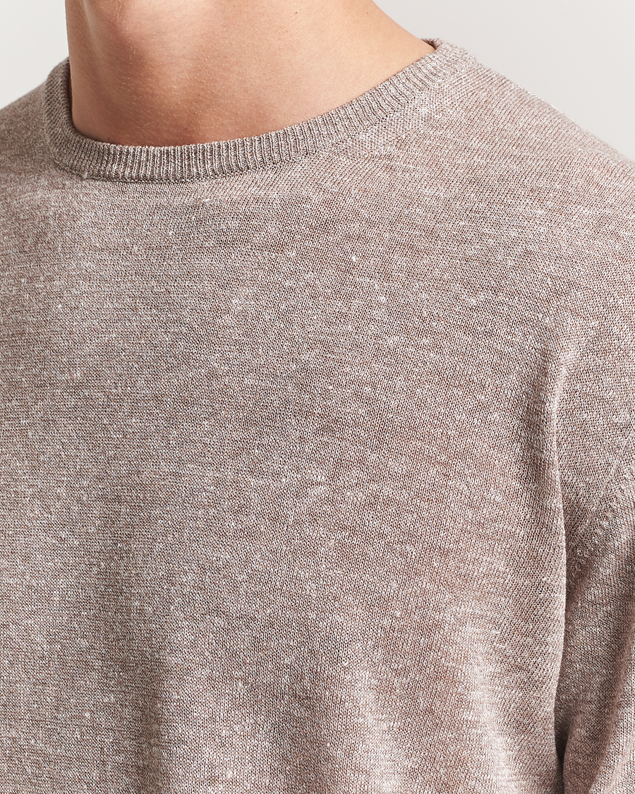 Herre | T-Shirts | Morgano | Linen/Cotton T-Shirt Brown