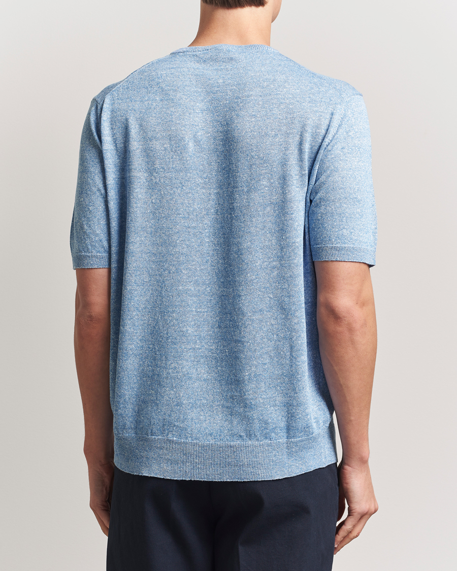 Herre | T-Shirts | Morgano | Linen/Cotton T-Shirt Blue