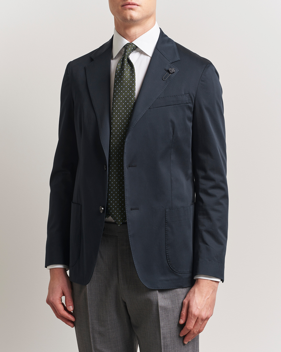 Herre | Dressjakker | Lardini | Cotton Satin Stretch Blazer Navy