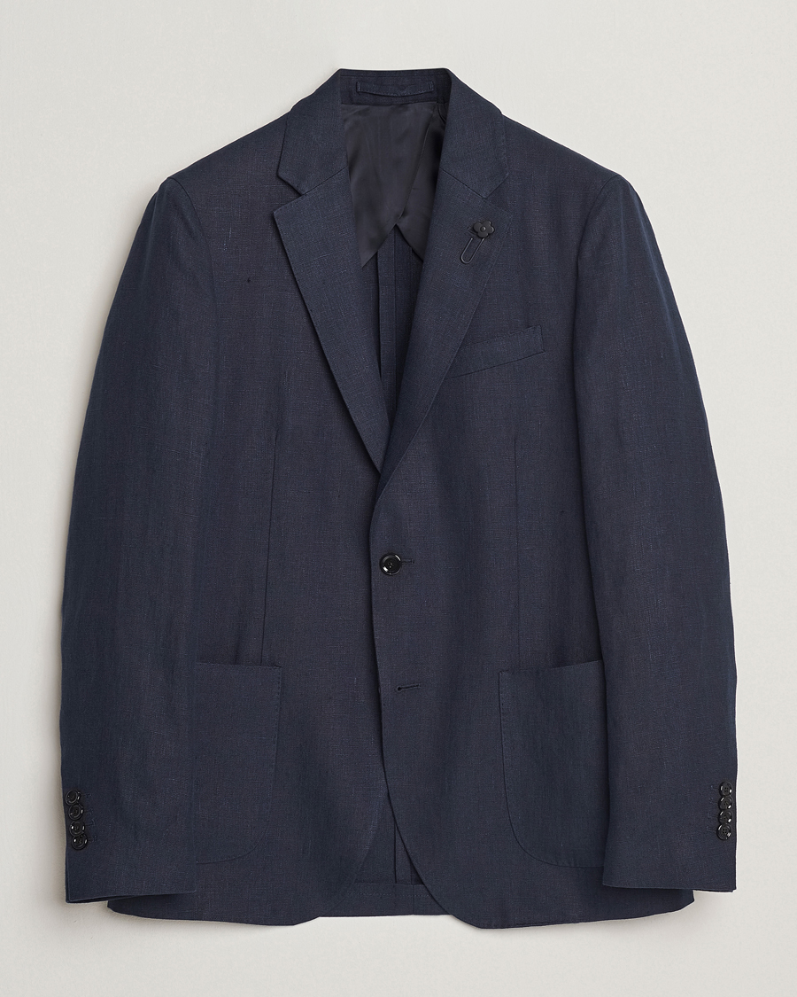 Herre | Dressjakker | Lardini | Linen Canvas Blazer Navy