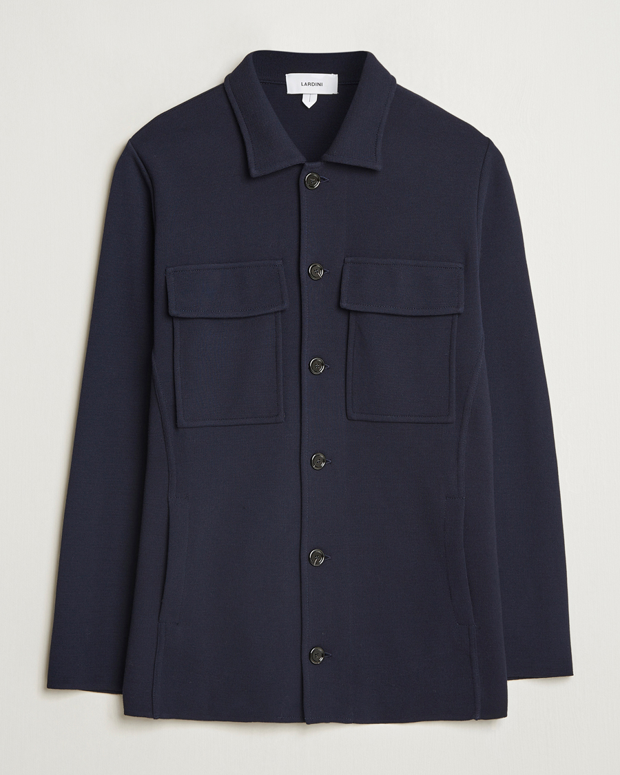 Herre | Dressjakker | Lardini | Knitted Pocket Shirt Jacket Navy