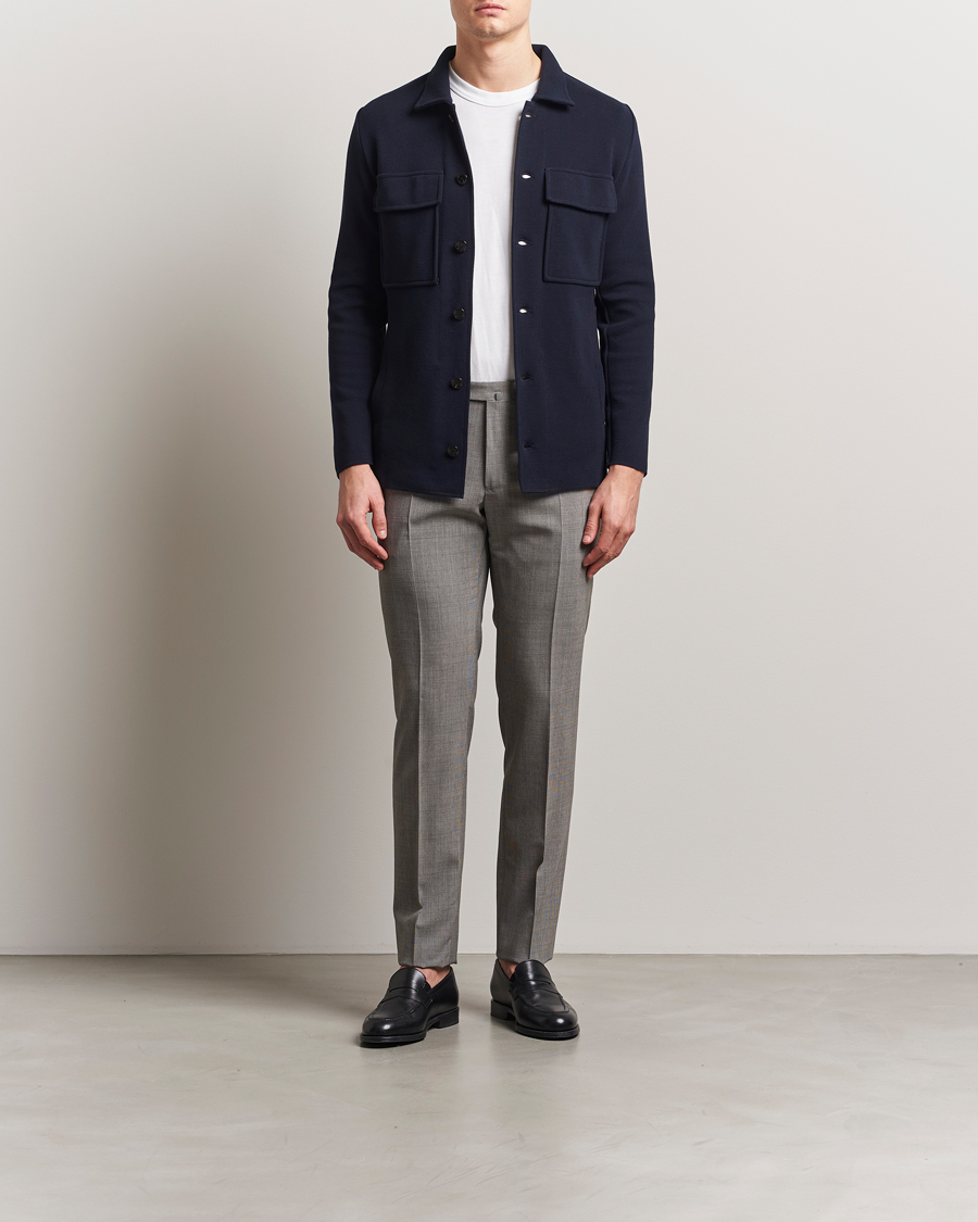 Herre | Dressjakker | Lardini | Knitted Pocket Shirt Jacket Navy