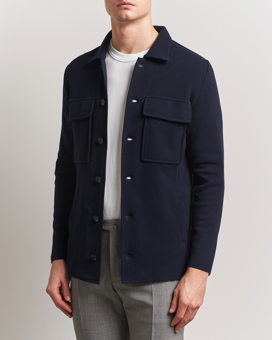 Herre | Dressjakker | Lardini | Knitted Pocket Shirt Jacket Navy