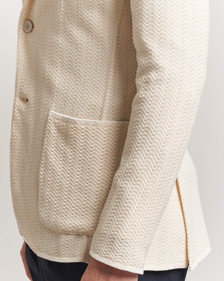 Herre | Dressjakker | Lardini | Knitted Cotton Structured Blazer White/Beige