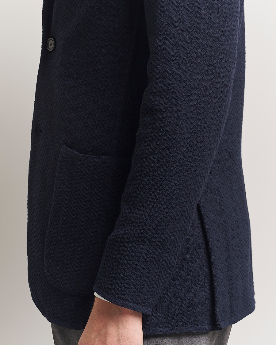 Herre | Dressjakker | Lardini | Knitted Cotton Structured Blazer Navy